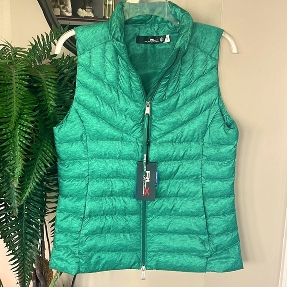 Brand New RLX Ralph Lauren Green Golf Zip Up Puffy Vest Pockets Water Repellent - Picture 1 of 16